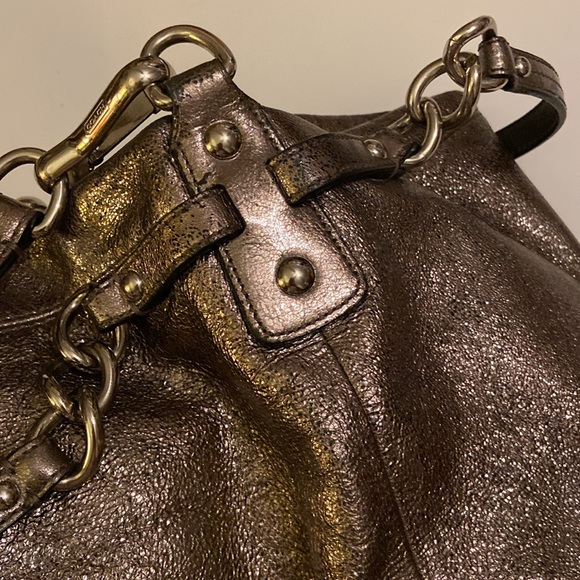 Coach "Brooke" Pewter Metallic Hobo Shoulder Large Leather Handbag #D1182-F16618 - Picture 5 of 8